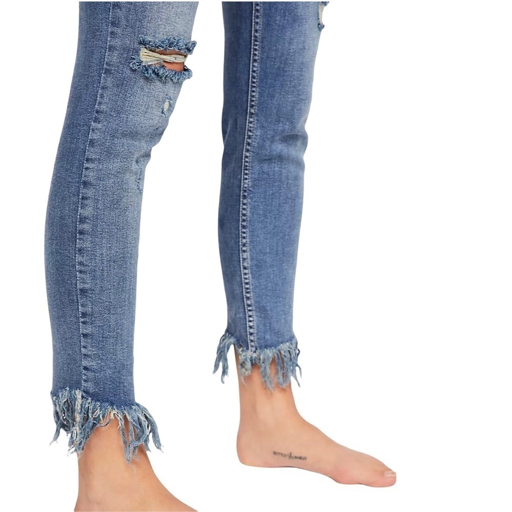 Free People Great Heights Frayed Skinny Jeans Size 24 OB661483 Raw Hem - Picture 3 of 13
